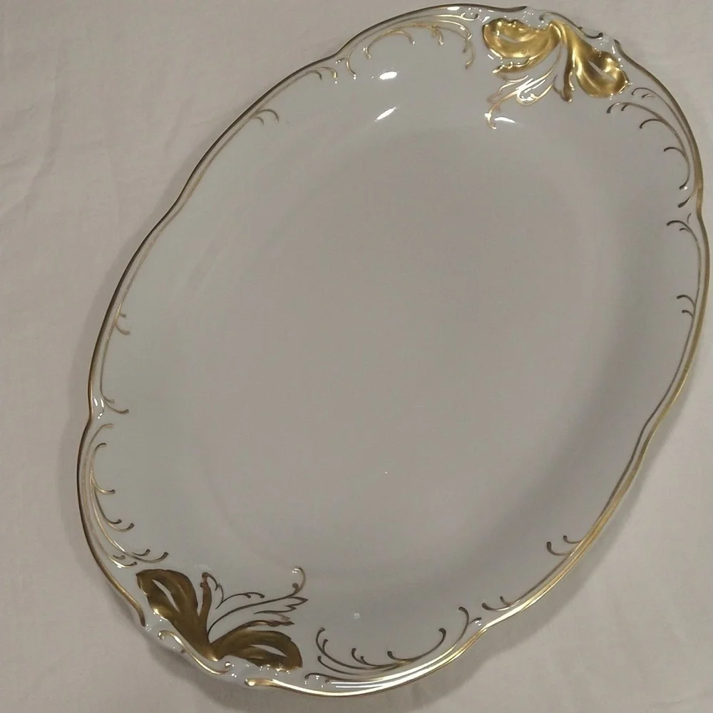 Wawel ambassador white porcelain hand painted gold trim vintage platter